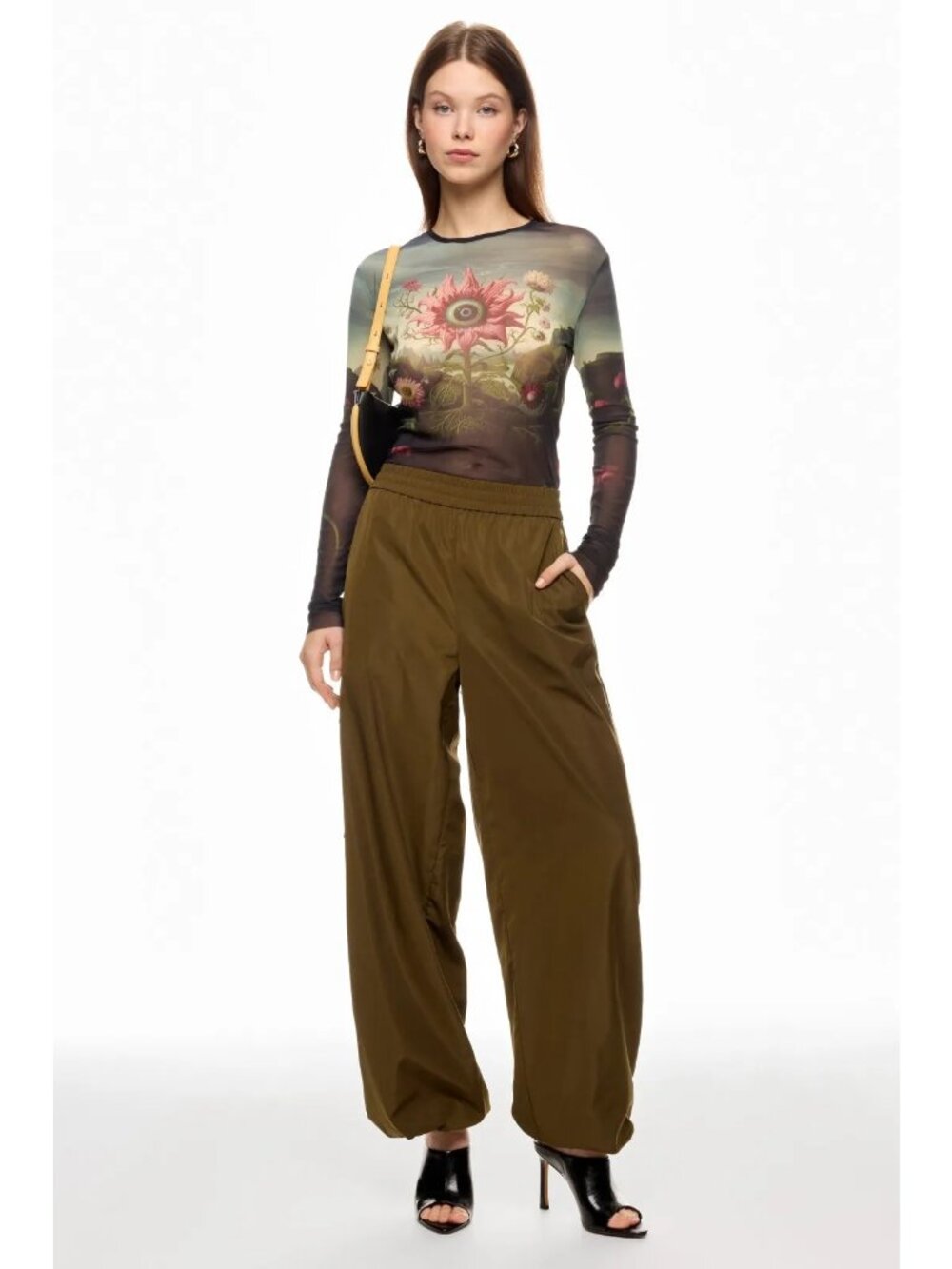 N-83. Monse Rose Printed Mesh Top Medium